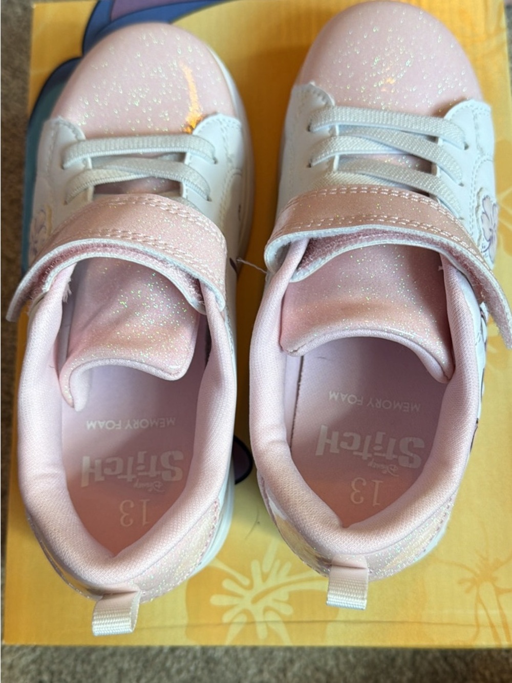 Disney Pink Glitter Kids Sneakers with Hook-and-Loop Strap